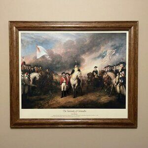 VTG Framed Art Print American Revolution Surrender of Cornwallis at Yorktown.
